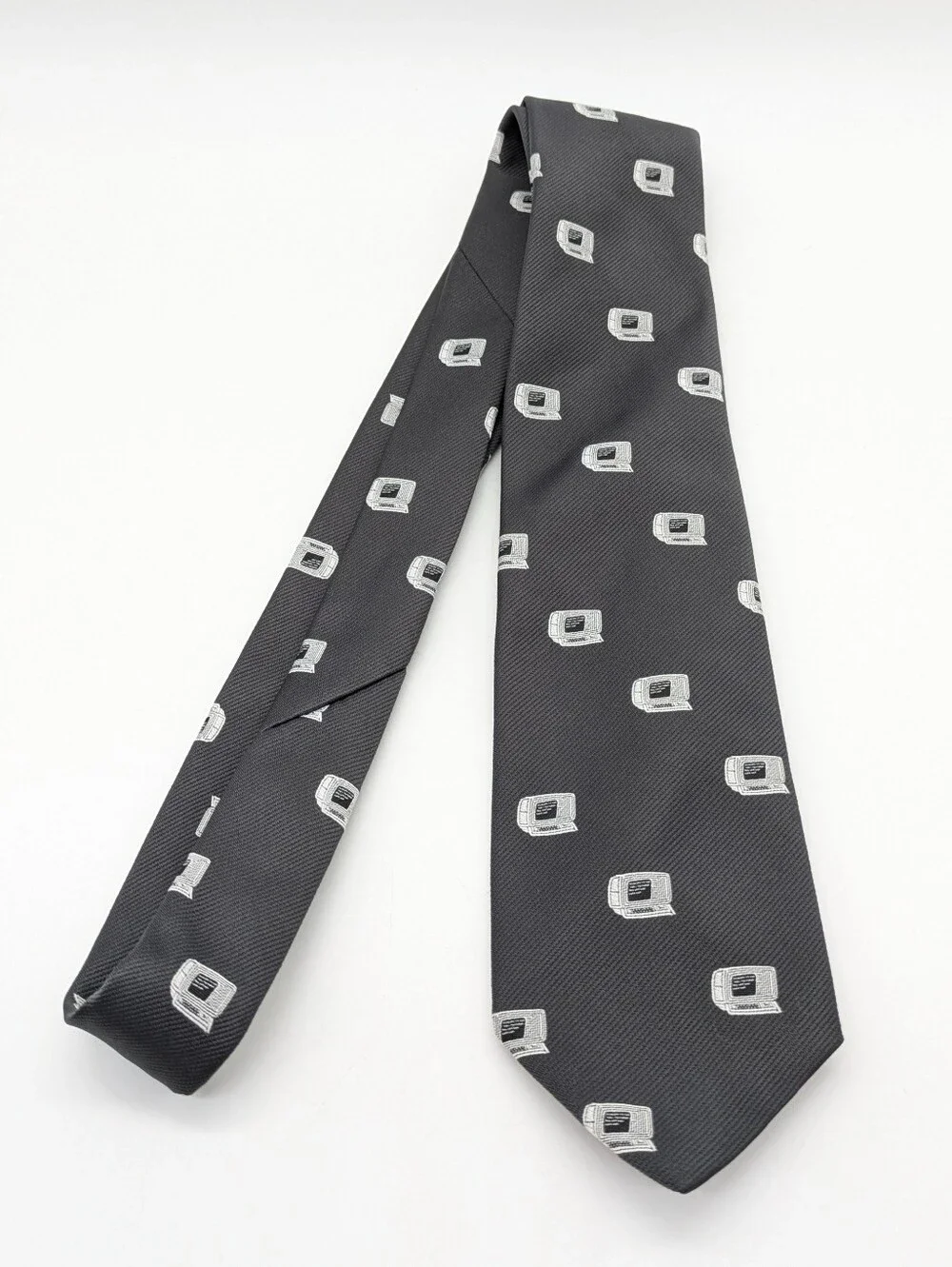 Grey White Vintage PC Computer Novelty Tie